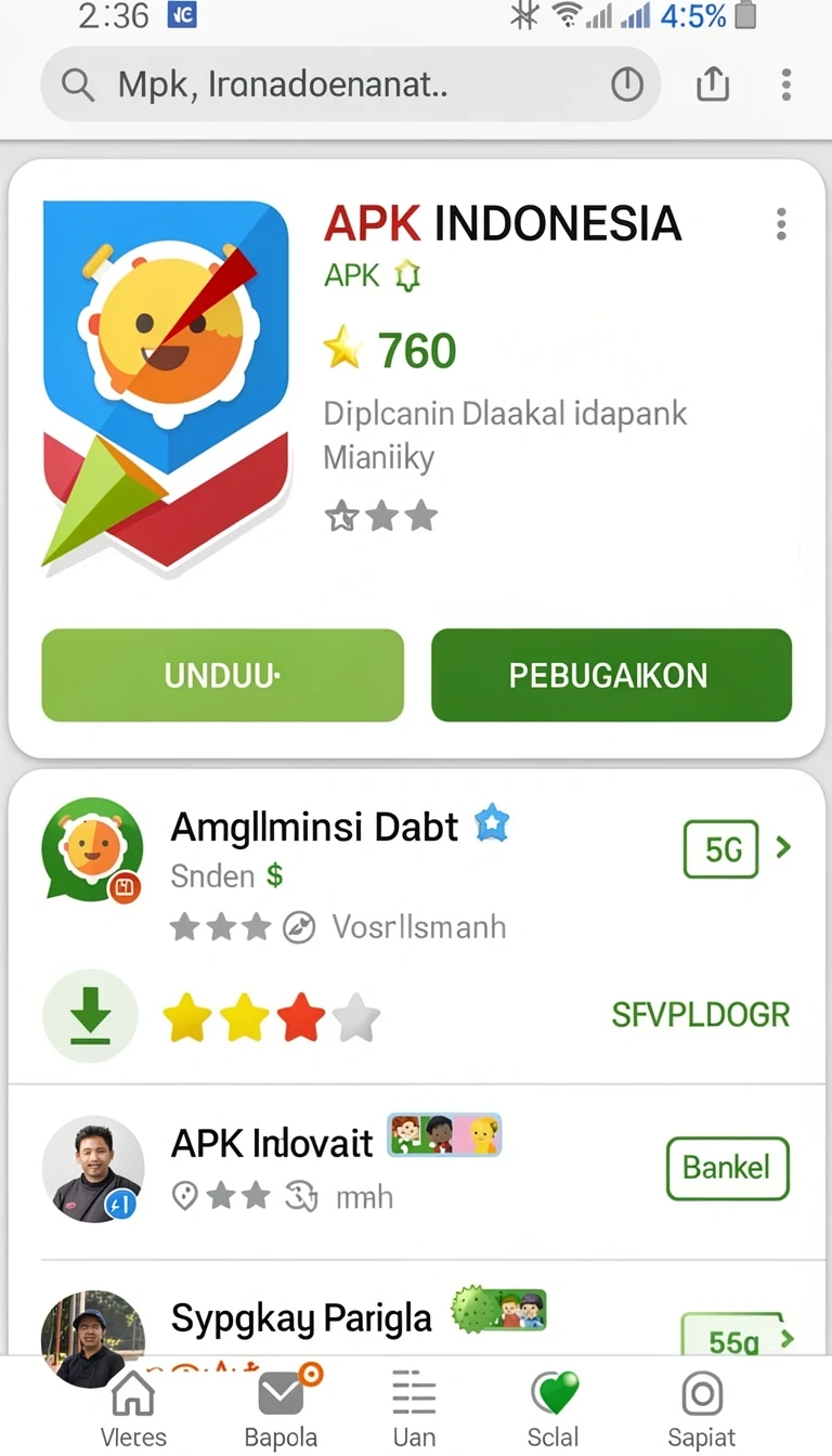Indeks katalog memperlihatkan daftar aplikasi dan ringkasan metadata untuk penyaringan awal.